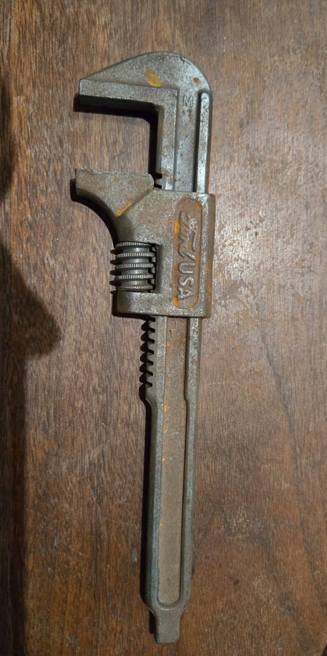 Ford USA Adjustable Wrench Marked "M" Square Oil Drain Tool Antique Model A T
